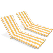 2-Piece Outdoor Chaise Lounge Cushion Set, Replacement Cushions for Patio Furniture, Yellow/White