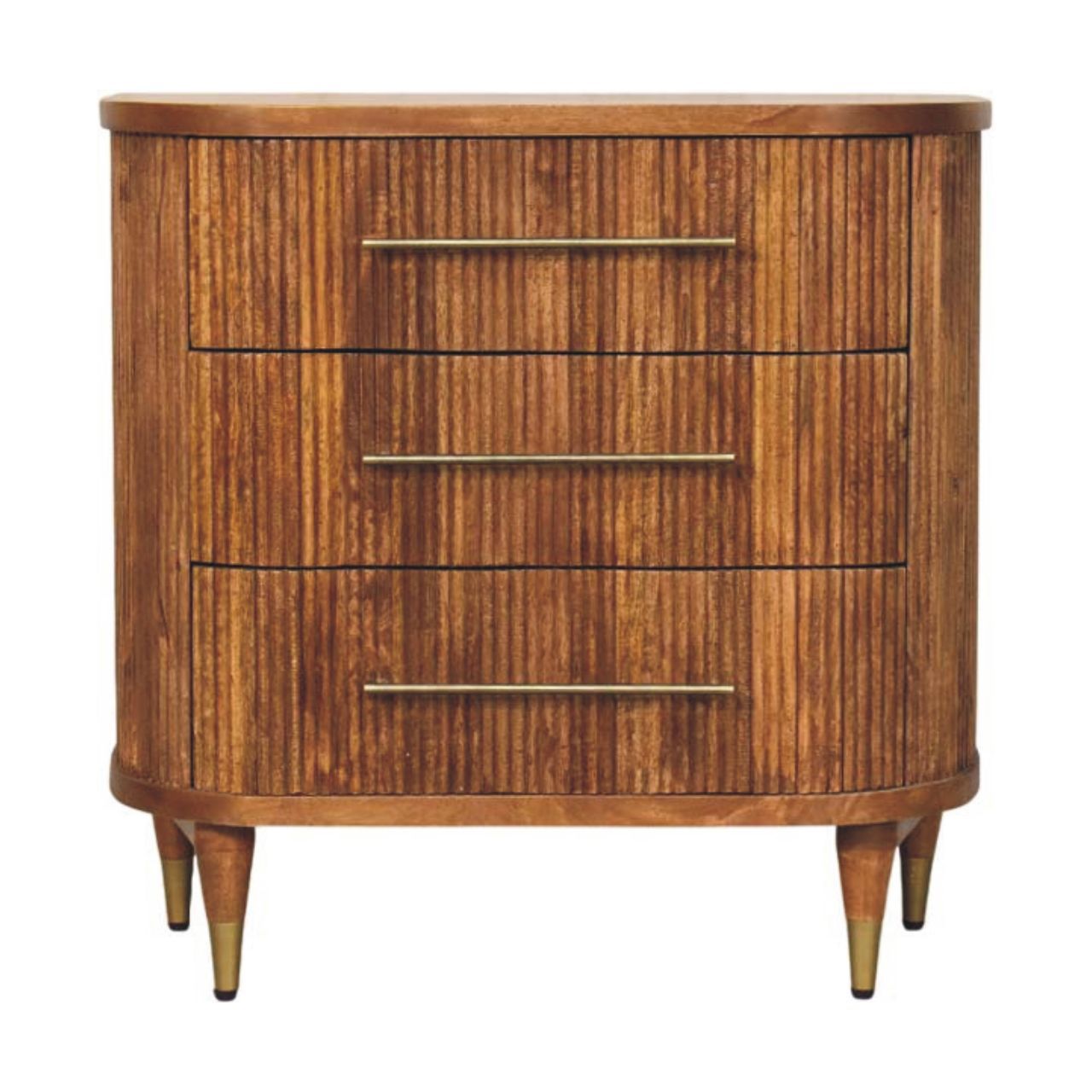 Solid Wood Emerson Ribbed 4-Drawer Chest,Brown,3-Drawers