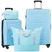 Expandable Spinner Wheels 2 Piece Luggage Set with TSA Lock in Light Blue ABS
