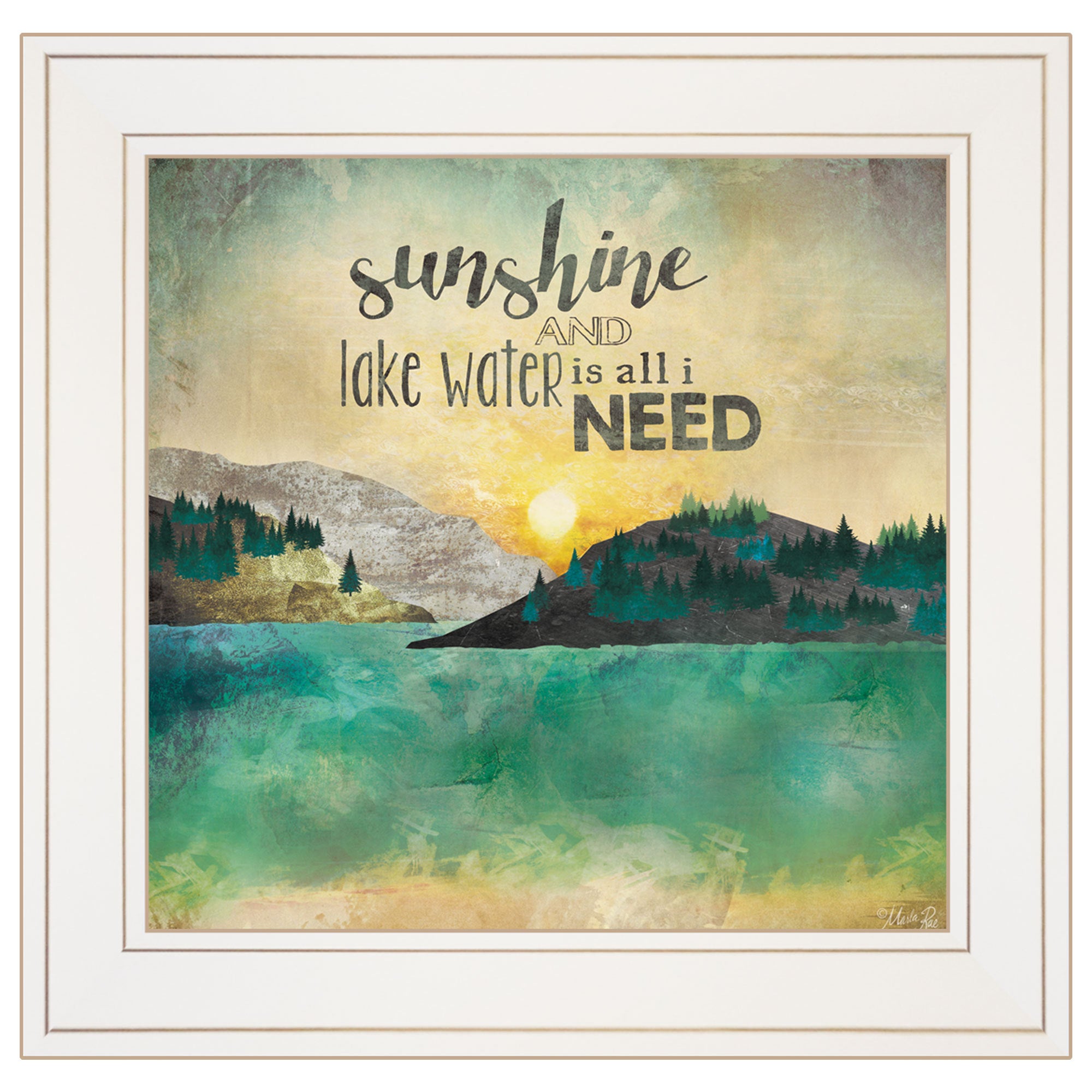 'Sunshine And Lake Water' by Marla Rae, Ready to Hang Framed Print, White Frame