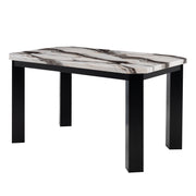 MAGALY Transitional Style Dark Grey Bar Table with Marbled Top Detail and Scalloped Edges