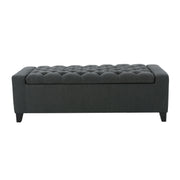 Contemporary Storage Ottoman with Tufted Top in Dark Grey Fabric