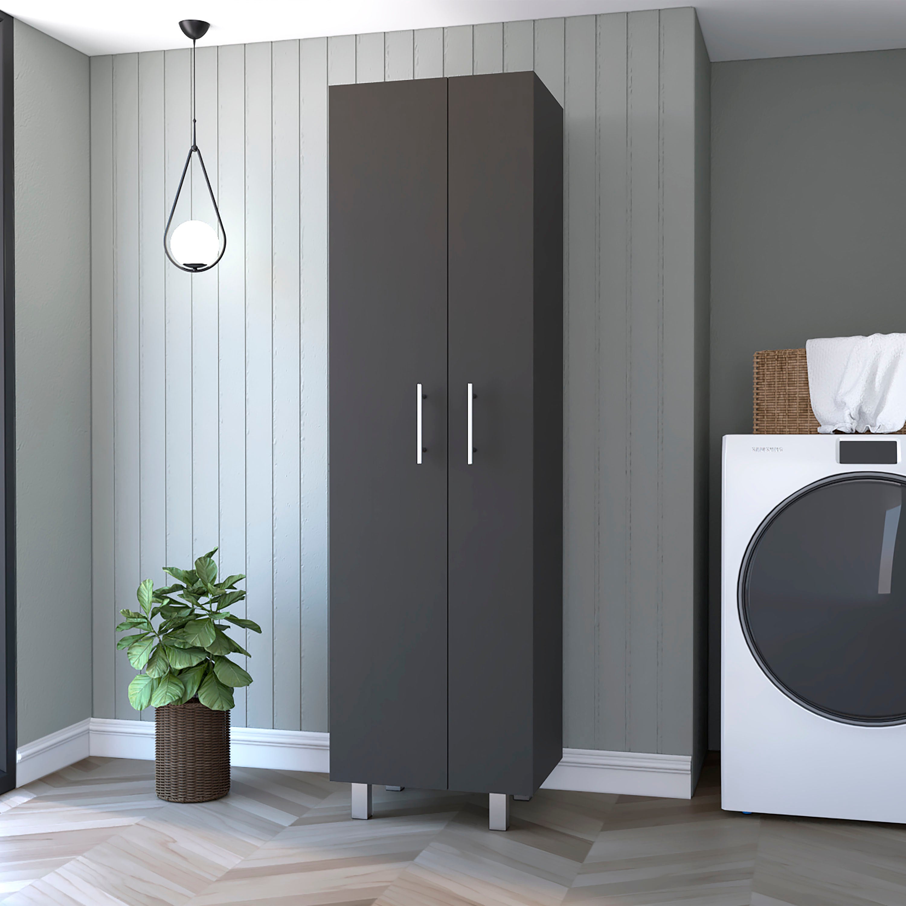 Norway Broom Closet Pantry, Five Shelves, Double Door Cabinet