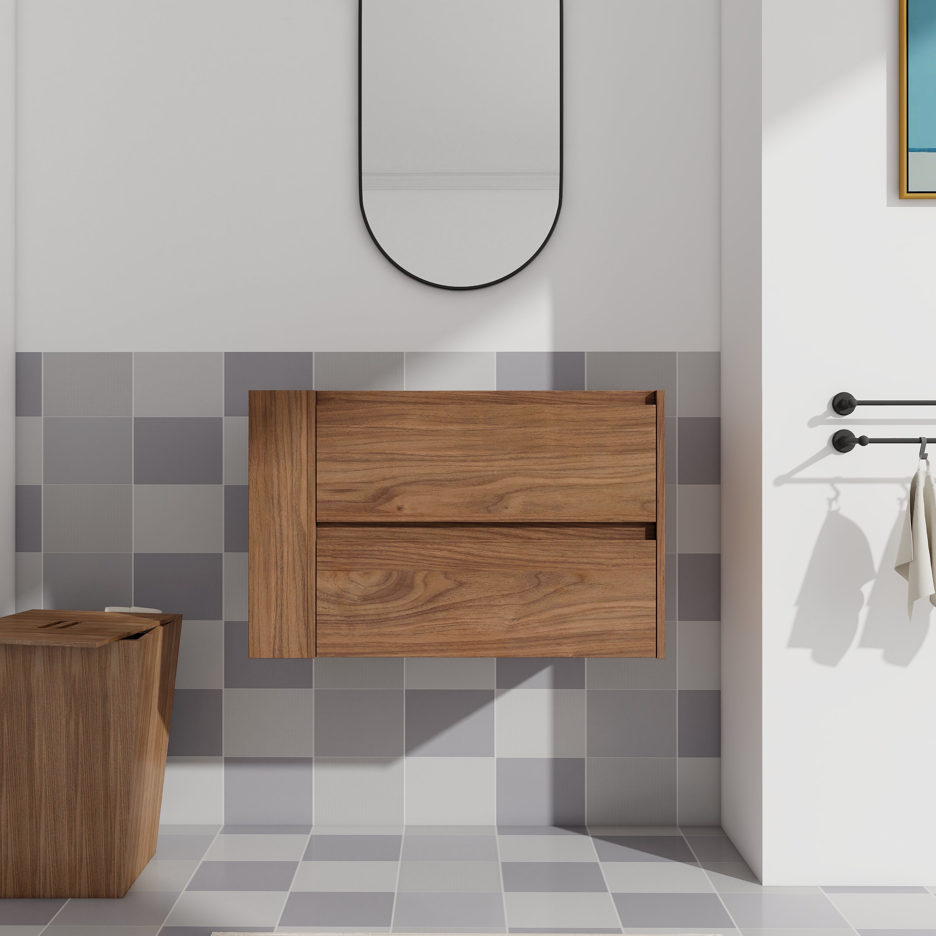 30' Wall Mounting Bathroom Vanity, Soft Close Drawer(Only Vanity, Without Basin)