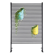 71.26''x46.65'' Outdoor Privacy Screens Freestanding,Metal Privacy Fence Panels for Outside, Slatted Privacy Screens with Stand,Black