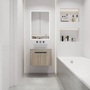 24 ' Modern Design Float Bathroom Vanity With Ceramic Basin Set,  Wall Mounted White Oak Vanity  With Soft Close Door,KD-Packing,KD-Packing,2 Pieces Parcel(TOP-BAB101MOWH)
