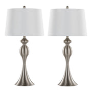 Ashland 30' Contemporary Metal Table Lamp in Brushed Nickel with White Linen Shade from Grandview Gallery by LumiSource - Set of 2