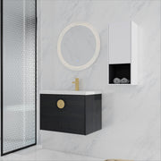 28' Wall-Mounted Bathroom Vanity With Ceramic Sink and Side Cabinet, Soft Close Doors, 00212WHK-06328BCT Combination Cabinet(KD-Packing)