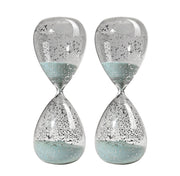 Set of 2, 10' Peleus 60-Minute Silvered Hourglass, Jade Sand