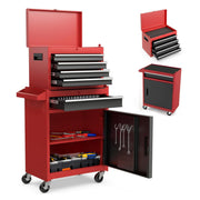 Tool Chest, 5-Drawer Rolling Tool Storage Cabinet with Detachable Top Tool Box, Liner, Universal Lockable Wheels, Adjustable Shelf, Locking Mechanism, Metal Tool Cart for Garage Workshop
