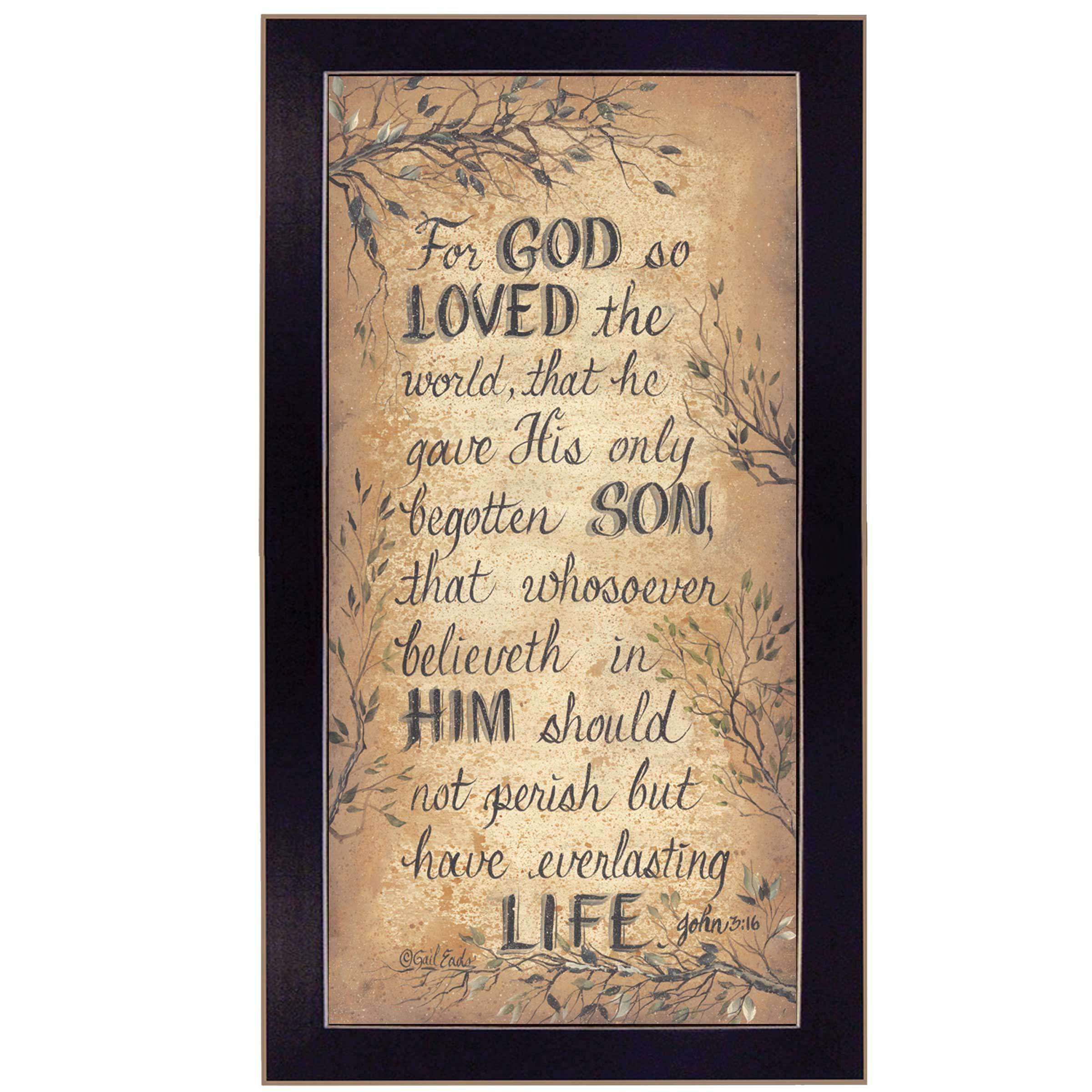 'For God So Loved' by Gail Eads, Ready to Hang Framed Print, Black Frame