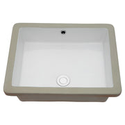 20' x 15.5' Modern Rectangular Undermount Bathroom Sink with Overflow in White Ceramic