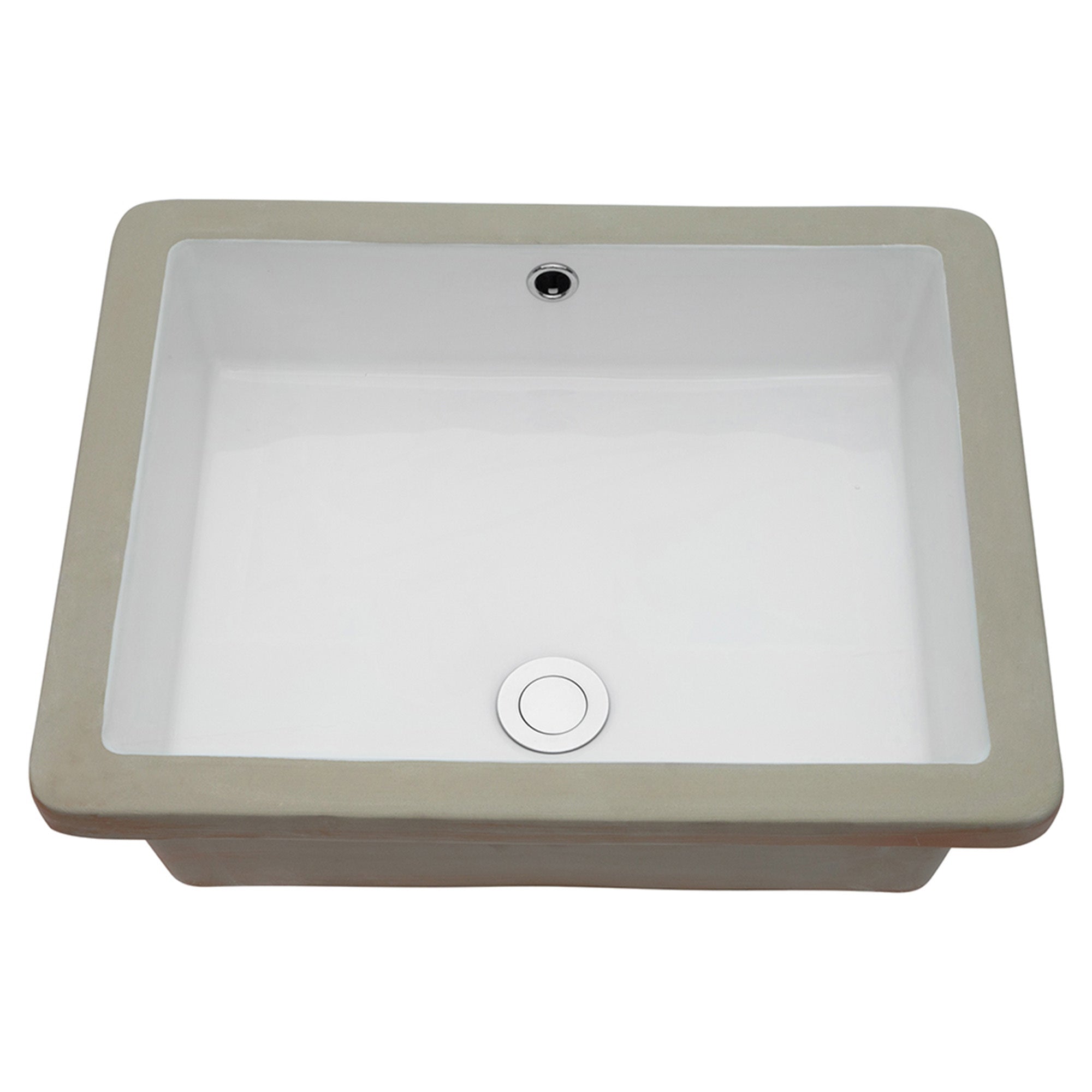 20' x 15.5' Modern Rectangular Undermount Bathroom Sink with Overflow in White Ceramic