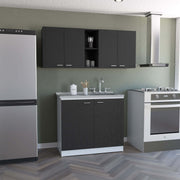 2 Piece Kitchen Set, Olimpo 150 Wall Cabinet  + Salento Utility Sink With Cabinet, Black / White