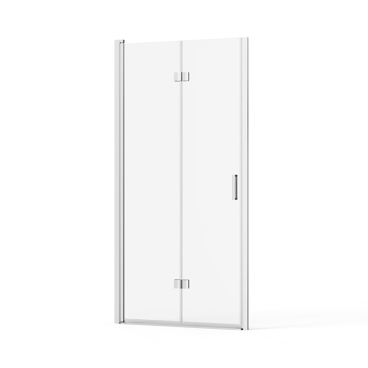 Goodyo Frameless Bi-fold Pivot Shower Doors, Clear Tempered Glass, Chrome Finish, Reversible, 32' W x 72' H