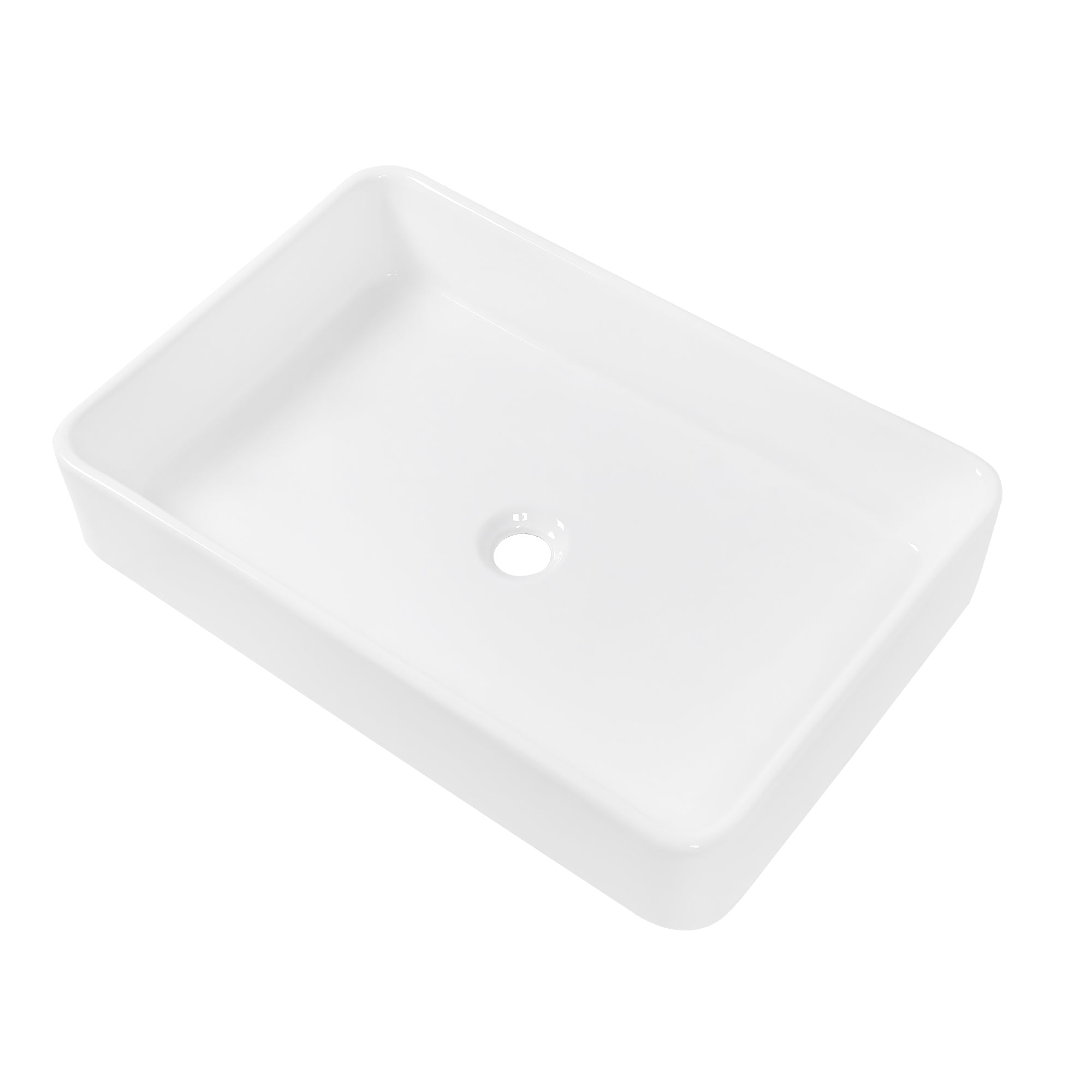 24x16 Inch White Ceramic Rectangular Vessel Bathroom Sink, Easy to Install and Clean