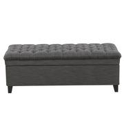 JULIANA Stylish Storage Ottoman with Extra Seating in Gray Fabric, 50x20.5x18.3 inches