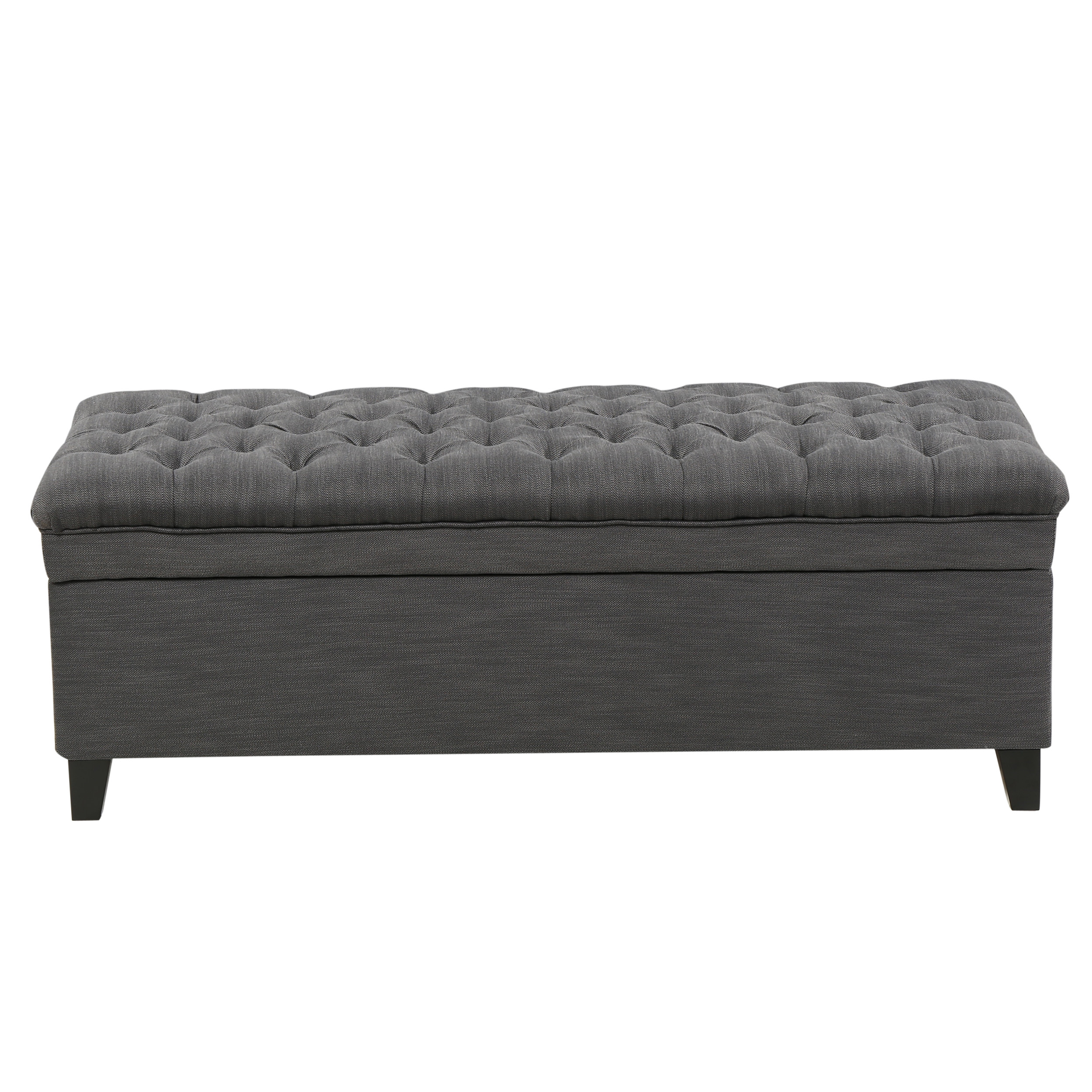JULIANA Stylish Storage Ottoman with Extra Seating in Gray Fabric, 50x20.5x18.3 inches