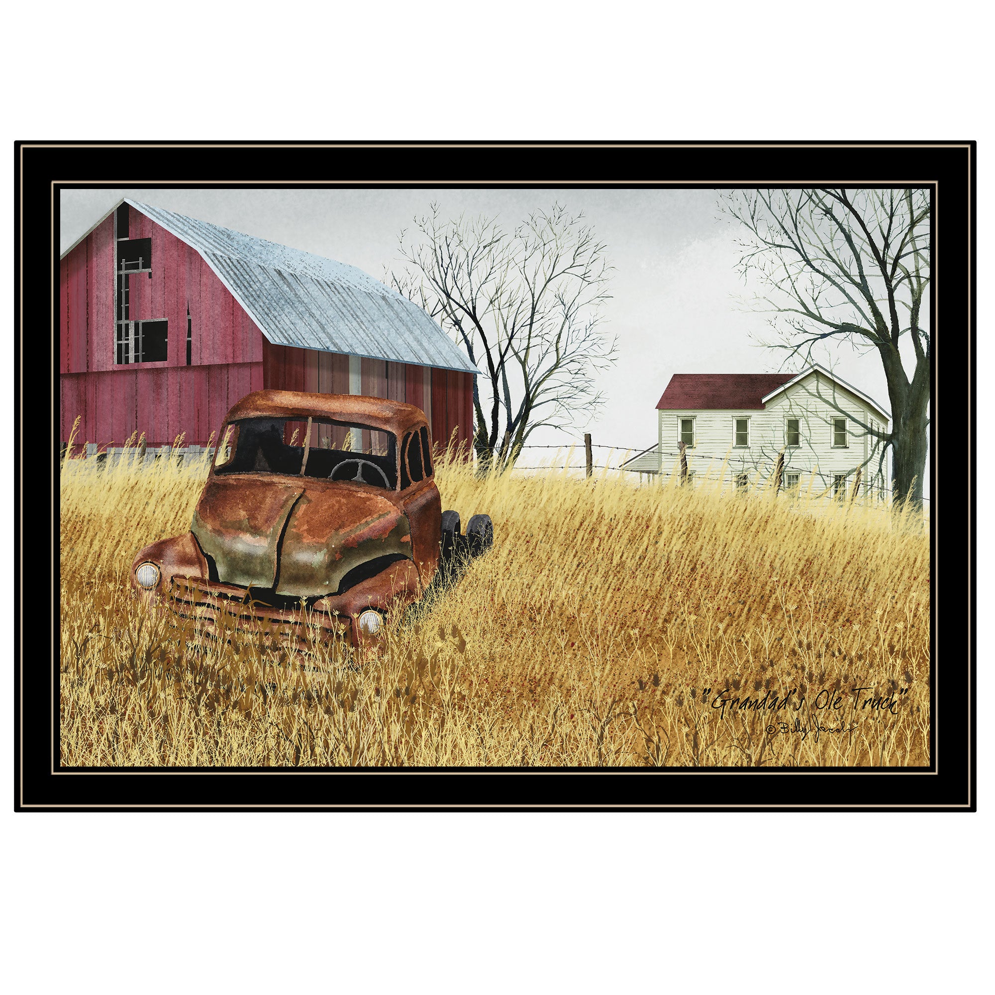 'Granddad's Old Truck' by Billy Jacobs, Ready to Hang Framed Print, Black Frame