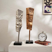 Set of 2 Modern Abstract Aluminum Sculptures with Black Base-22.5' & 21' H