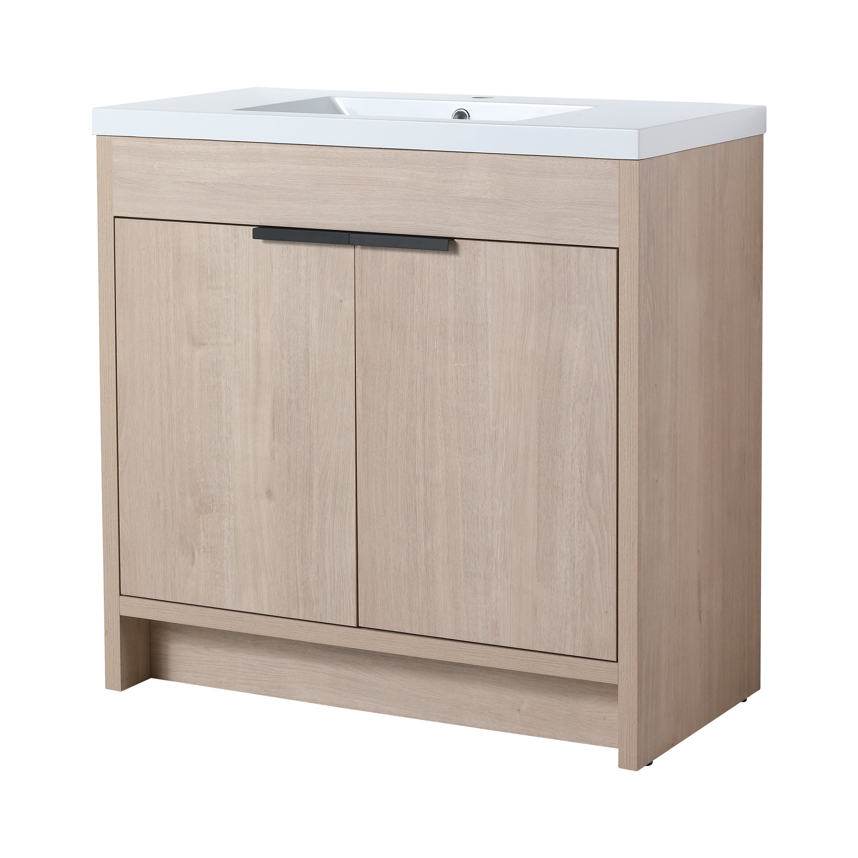 36 Inch Freestanding Bathroom Vanity with White Resin Sink & 2 Soft-Close Cabinet Doors (BVB02436PLO-GRB3640)