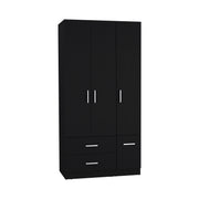 Armoire Wardrove 71', 4 Doors, Hanging Rod, 3 Cabinets, 6 Shelves, Black