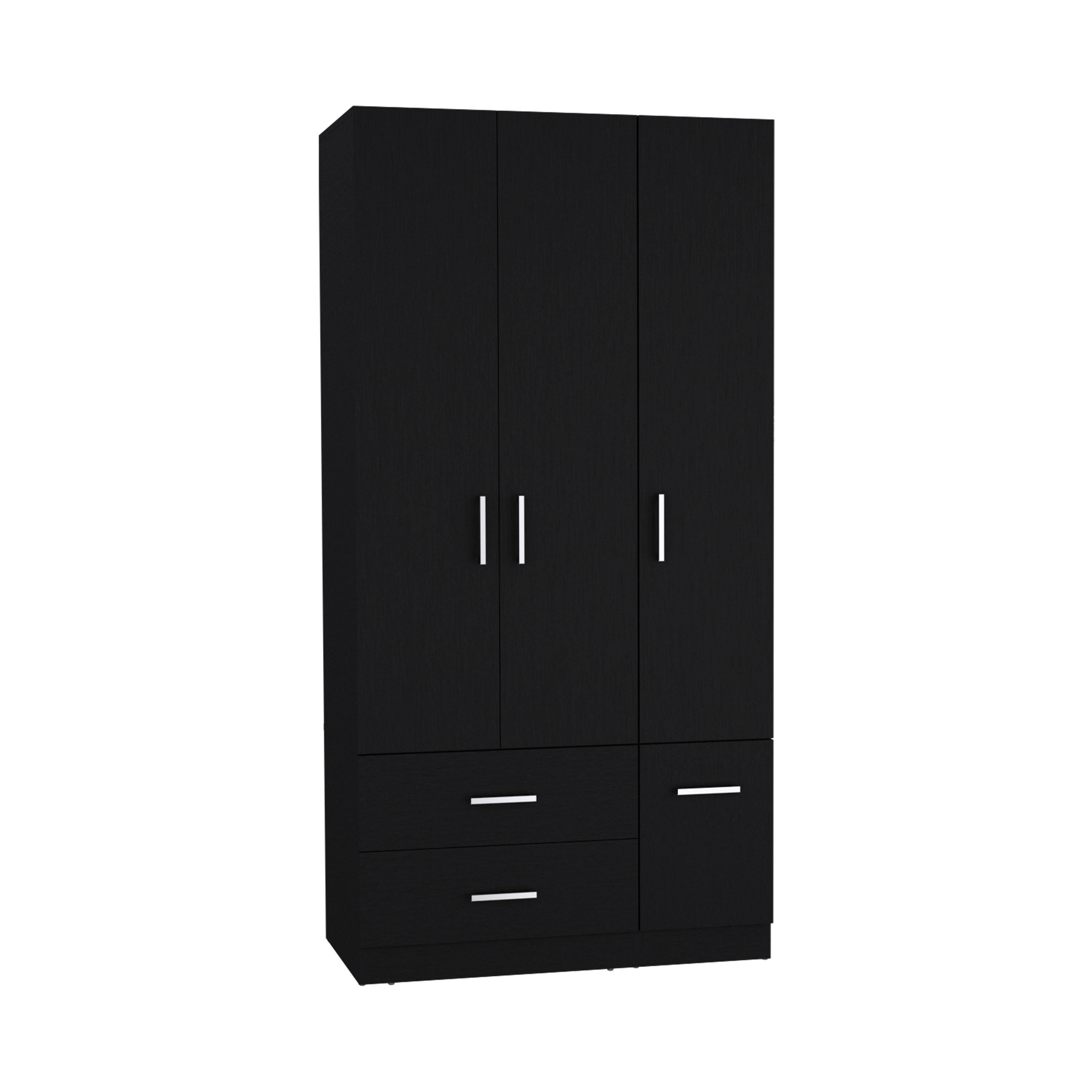 Armoire Wardrove 71', 4 Doors, Hanging Rod, 3 Cabinets, 6 Shelves, Black