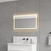 40 x 24 Inch LED Bathroom Mirror with Front and Backlight, Wall Mounted Vanity Mirror with Aluminum Frame, Anti-Fog, Memory, 3 Colors, Stepless Dimmable