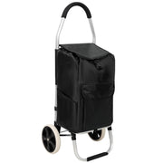 Foldable Black Shopping Trolley with Wheels and Removable Waterproof Oxford Bag