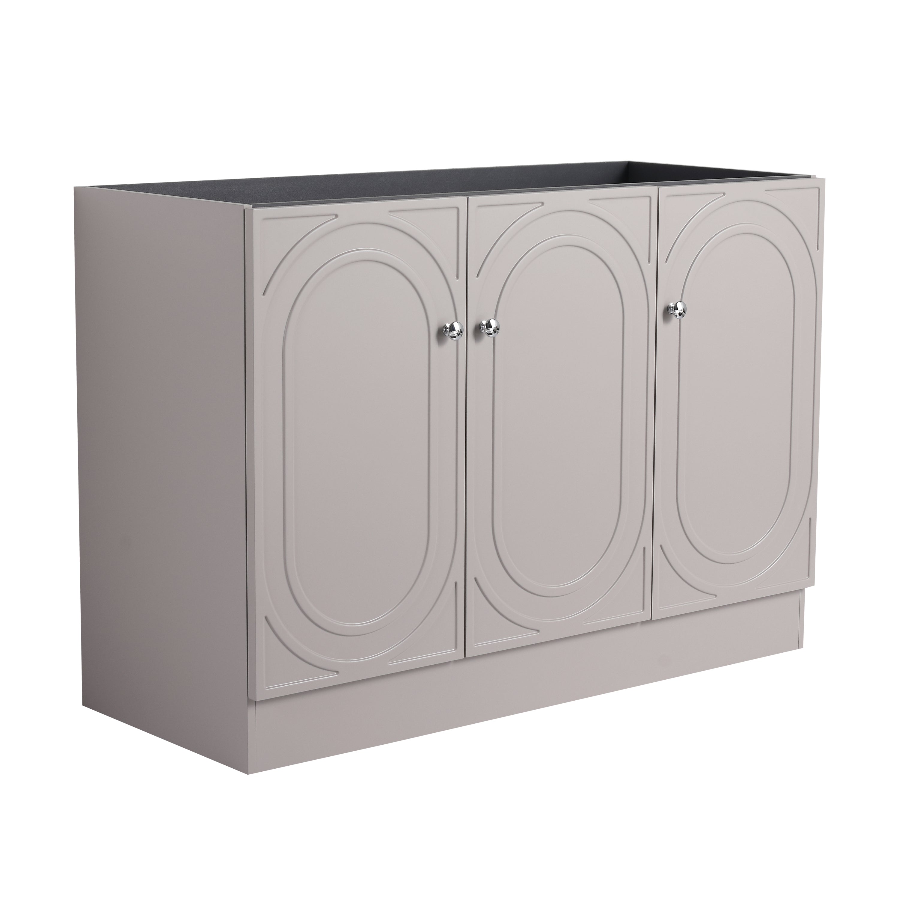 Modern Freestanding Bathroom Vanity with 3 Soft-Close Cabinet Doors in Khaki Plywood - 48 Inches, Excluding Sink