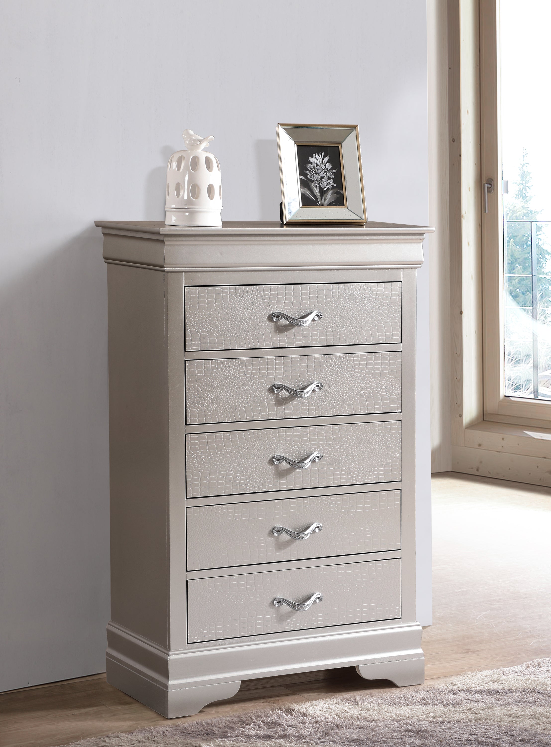 Lorana G6500-CH Chest , Silver Champagne