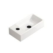 Wall Hung Basin Sink Small Cloakroom Basin Rectangle Ceramic Wash Basin Left Hand without Tap & Drain