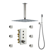 3 Functions 12 Inch Ceiling Mounted Thermostatic Shower System in Brushed Nickel