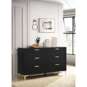 Lexie Black and Gold 6-Drawer Rectangular Dresser