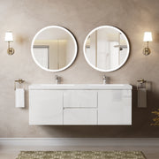 60' Floating Bathroom Vanity with Double Undermount Sink Wall Mounted Bathroom Storage Vanity Cabinet of 2 Drawers and Doors
