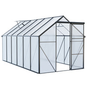 Heavy Duty Black Polycarbonate Greenhouse with Raised Base and Anchor, 6x12 FT, Aluminum Frame