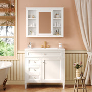 36'' Bathroom Vanity with  Medicine Cabinet, Modern Bathroom Storage Cabinet with 2 Soft Closing Doors and 4 Drawers, Single Sink Bathroom Vanity