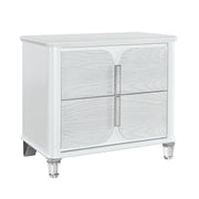 Modern Elegance Brenda Grey Nightstand with Silver Metal Accent and Acrylic Feet