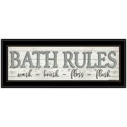 'Bath Rules' By Susie Boyer, Ready to Hang Framed Print, Black Frame