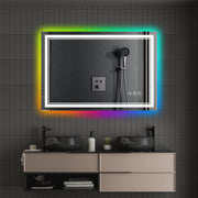 48x30 Inch Frameless LED Bathroom Mirror,Smart Mirror,RGB Backlight