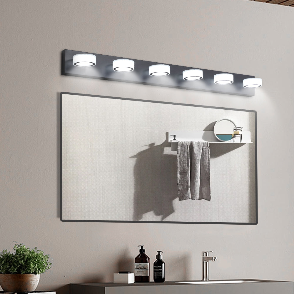 45' Modern 6-Light LED Vanity Light, Sleek Black Bathroom Wall Light Fixture for Mirror, Shower, and Bathroom Decor