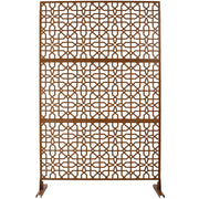Outdoor & Indoor Privacy Screen Metal Privacy Screen 76' H×48' W, Freestanding Decorative Privacy Screen for Deck Balcony Patio, Privacy Fence Panels for Outside Lawn Garden PS106 BROWN