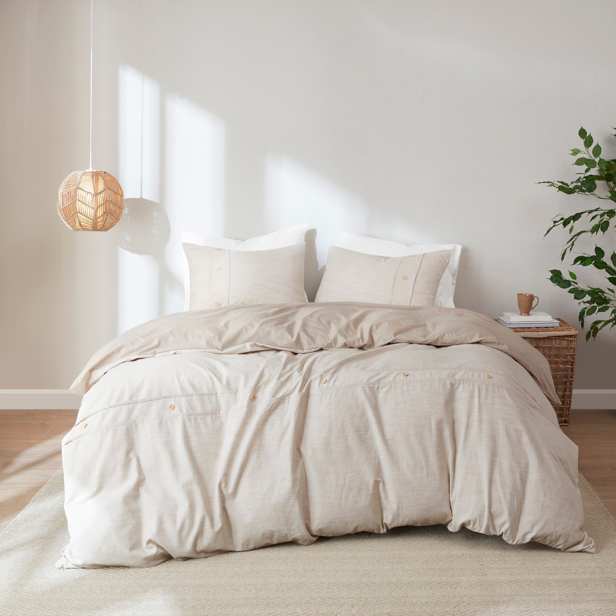 3 Piece Organic Cotton Oversized Duvet Cover Set Natural King/Cal King