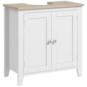 kleankin Pedestal Sink Storage Cabinet, Under Sink Cabinet, Bathroom Vanity Cabinet with U-Shape and Adjustable Internal Shelf, White
