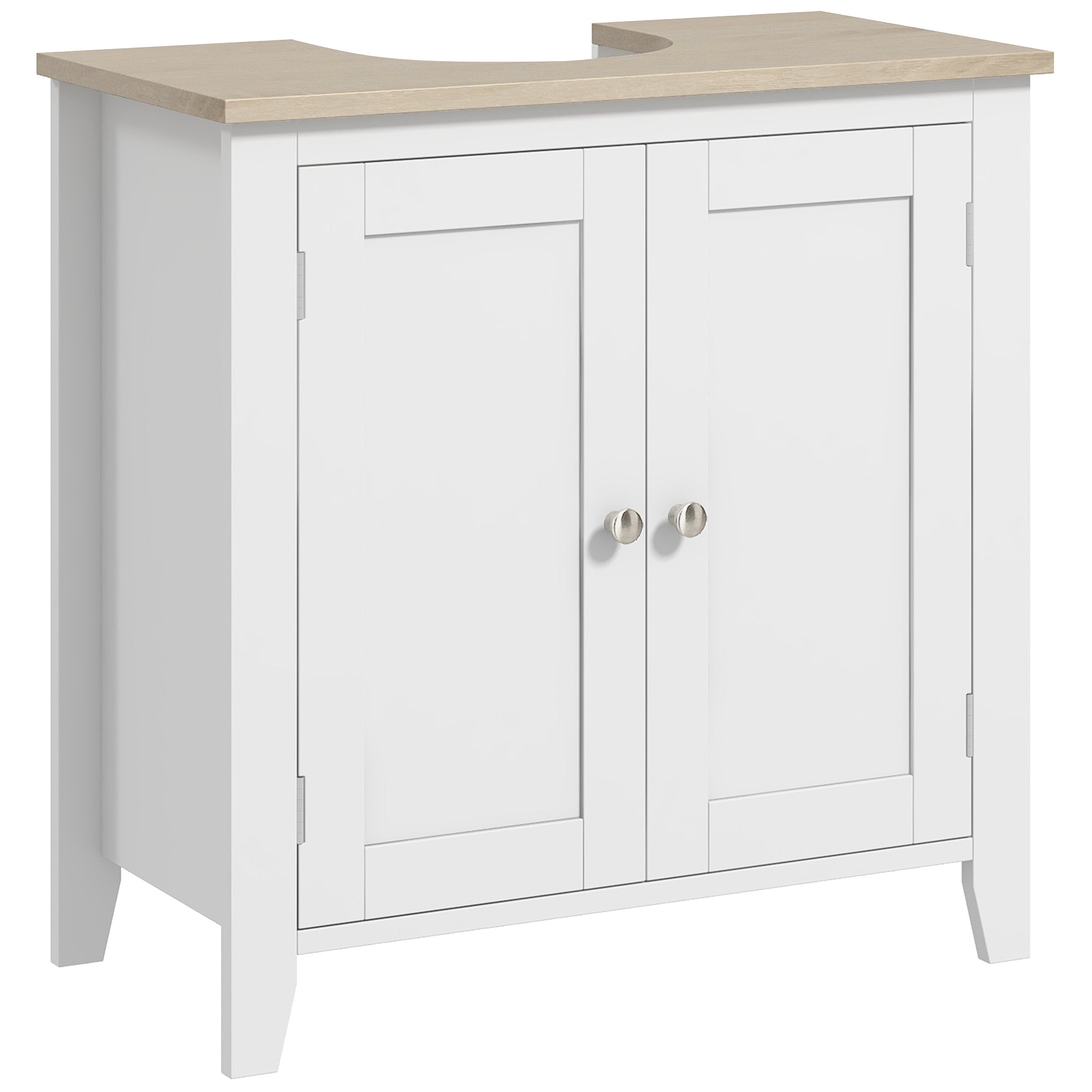 kleankin Pedestal Sink Storage Cabinet, Under Sink Cabinet, Bathroom Vanity Cabinet with U-Shape and Adjustable Internal Shelf, White