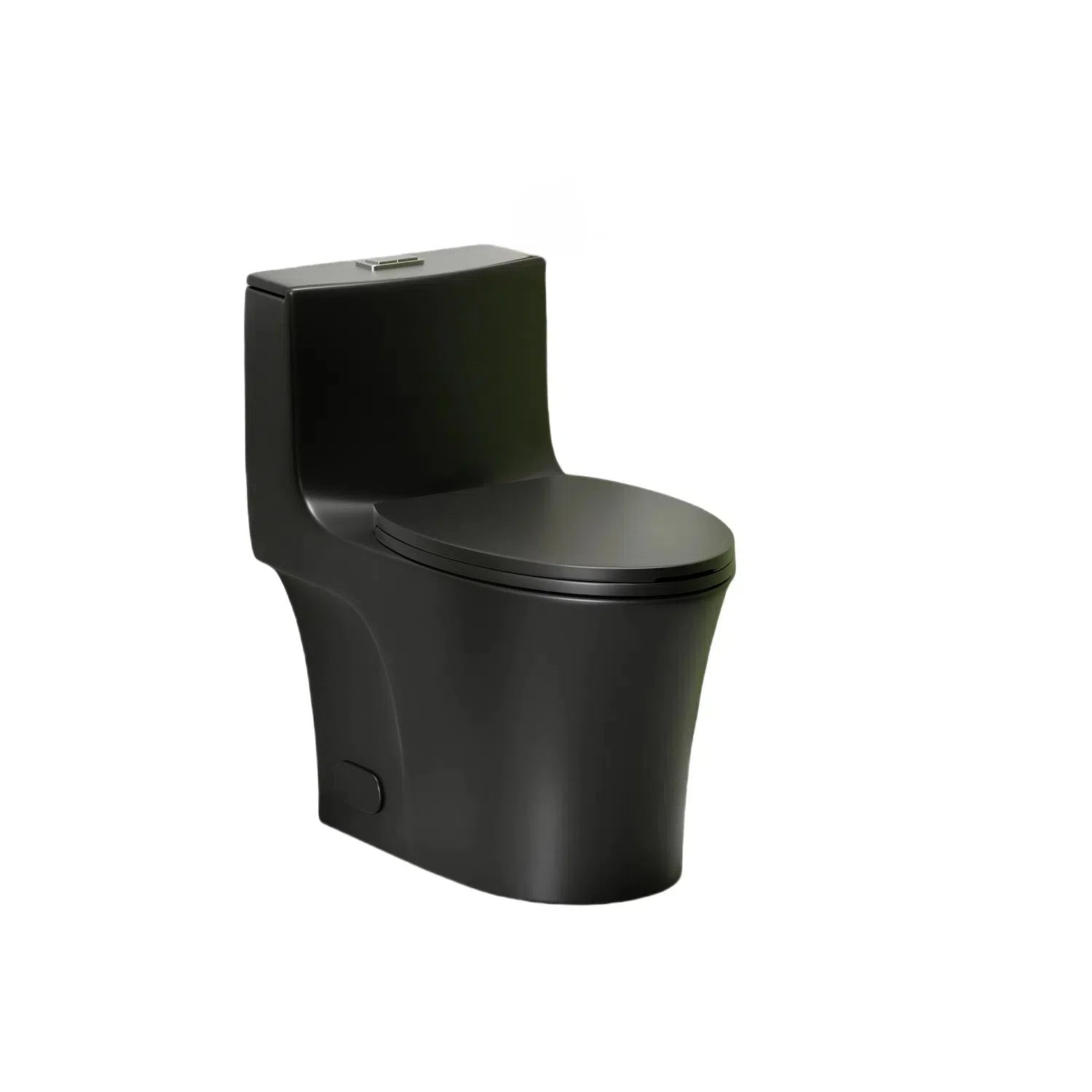 Matte Black One-Piece Toilet with Dual Flush and Soft Closing Seat, 17' ADA Height