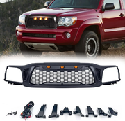 Front Grille Fit For 2001-2004 Toyota Tacoma Mesh Honeycomb Grill with 3 LED Lights