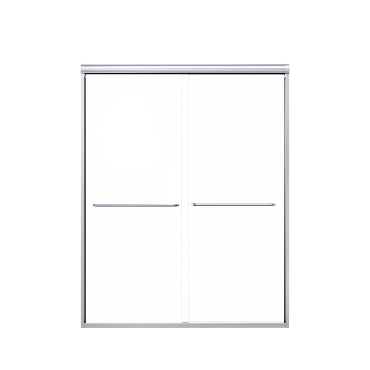 Semi-Frameless Double Sliding Shower Door with Chrome Finish, 1/4' SGCC Tempered Glass, 56'-60'W x 72'H