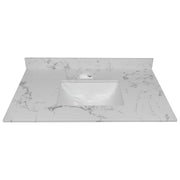 Montary 37inch bathroom vanity top stone carrara white new style tops with rectangle undermount ceramic sink and single faucet hole