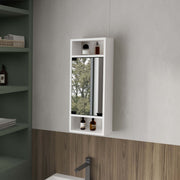 White Medicine Cabinet with Mirrored Door and Open Storage